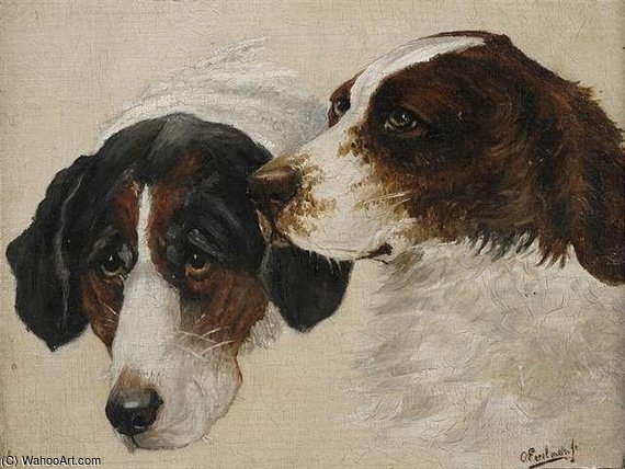 WikiOO.org - Encyclopedia of Fine Arts - Maleri, Artwork Otto Eerelman - Study Of Two Hounds