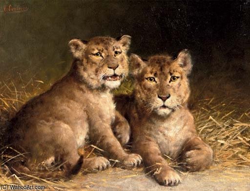 Wikioo.org - The Encyclopedia of Fine Arts - Painting, Artwork by Otto Eerelman - The Little Lions
