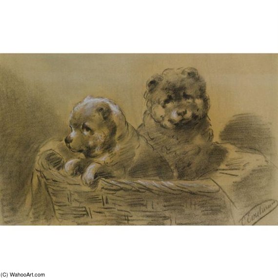 Wikioo.org – L'Enciclopedia delle Belle Arti - Pittura, Opere di Otto Eerelman - Due cuccioli San Bernardo