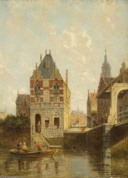 Wikioo.org - The Encyclopedia of Fine Arts - Painting, Artwork by Pieter Cornelis Dommerson - Dutch River Scene