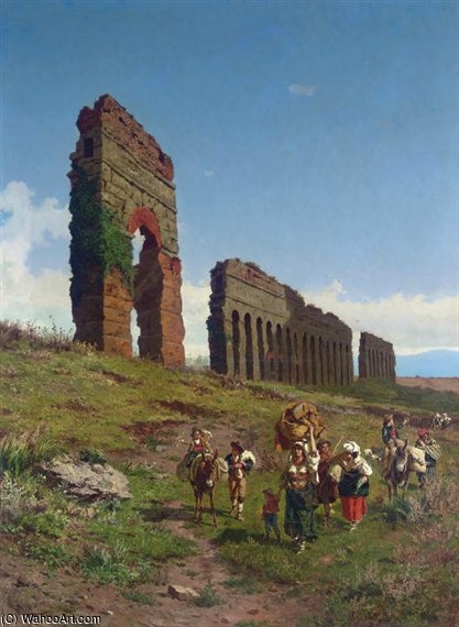 Wikioo.org – L'Enciclopedia delle Belle Arti - Pittura, Opere di Pietro Barucci - Passing By The Ruins