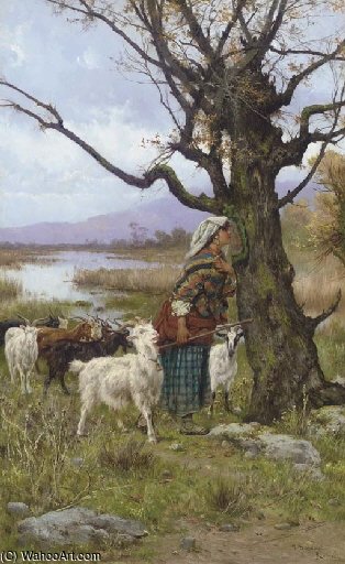 Wikioo.org - The Encyclopedia of Fine Arts - Painting, Artwork by Pietro Barucci - The Goat Keeper