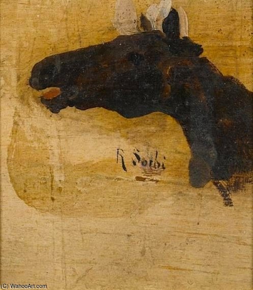Wikioo.org - The Encyclopedia of Fine Arts - Painting, Artwork by Raffaelo Sorbi - Study Of A Horse's Head