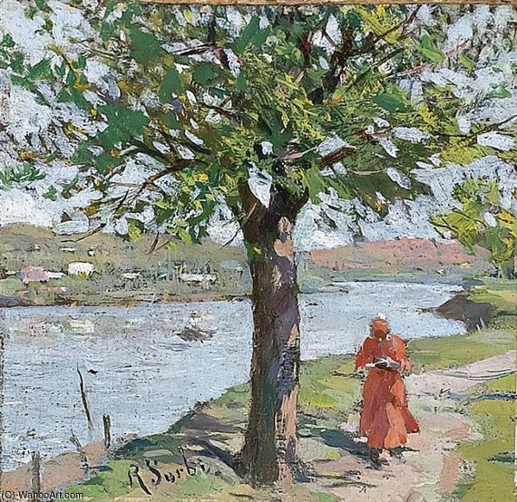 Wikioo.org - สารานุกรมวิจิตรศิลป์ - จิตรกรรม Raffaelo Sorbi - Walking By The River