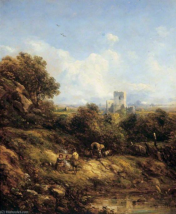 Wikioo.org - The Encyclopedia of Fine Arts - Painting, Artwork by Richard Hilder - Landscape With A Castle And Figures