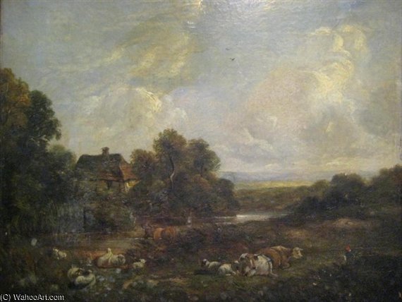 Wikioo.org - The Encyclopedia of Fine Arts - Painting, Artwork by Richard Hilder - Lanscape With Cattle