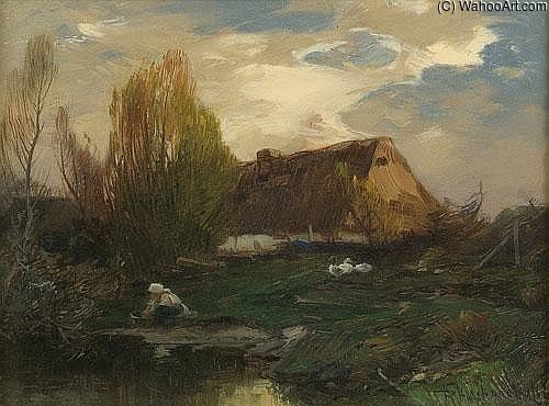 Wikioo.org - The Encyclopedia of Fine Arts - Painting, Artwork by Roman Kochanowski - Cottage On The Water