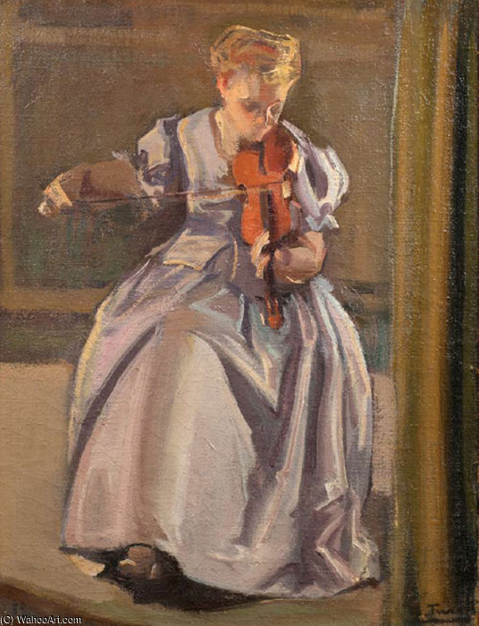 WikiOO.org - 백과 사전 - 회화, 삽화 Salvador Tuset Tuset - Mujer Tocando El Violin
