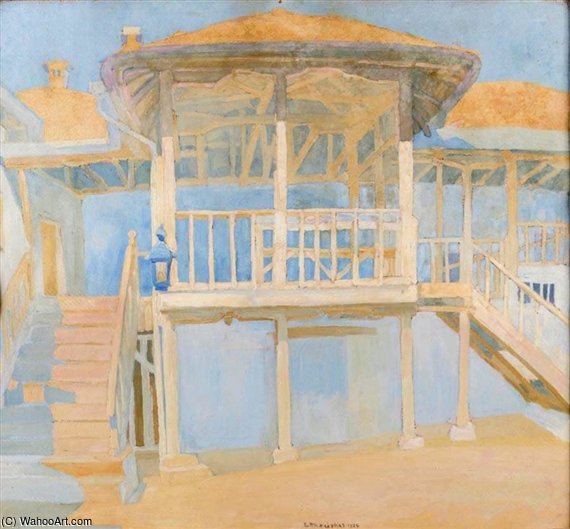 Wikioo.org - The Encyclopedia of Fine Arts - Painting, Artwork by Spyros Papaloukas - Houses In Protato, Mount Athos