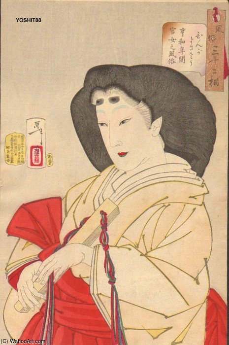 WikiOO.org - 백과 사전 - 회화, 삽화 Tsukioka Yoshitoshi - Court Lady In Kyowa Era