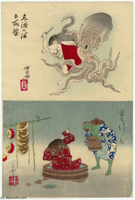 Wikioo.org - The Encyclopedia of Fine Arts - Painting, Artwork by Tsukioka Yoshitoshi - Diving Woman