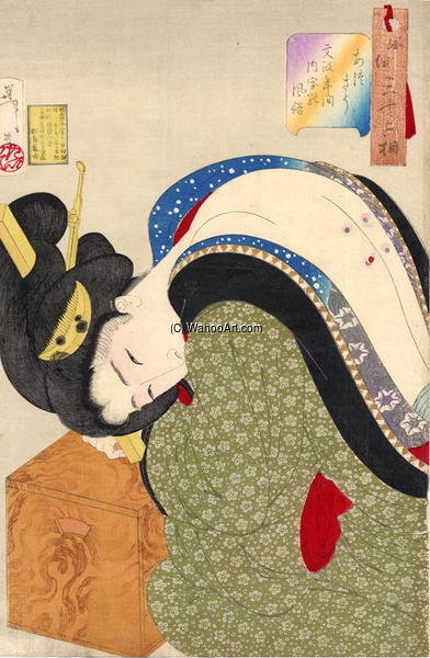 WikiOO.org - Güzel Sanatlar Ansiklopedisi - Resim, Resimler Tsukioka Yoshitoshi - House Wife Of The Bunsei Era