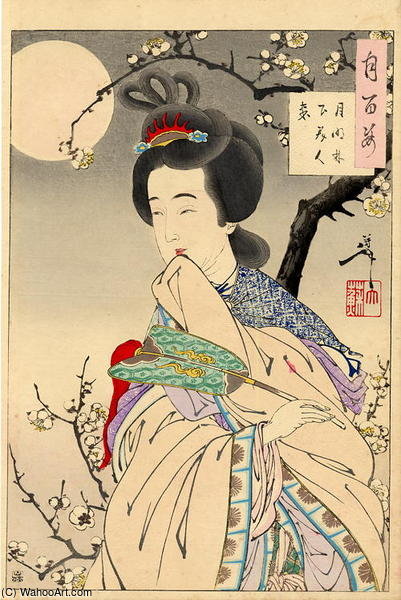 Wikioo.org - The Encyclopedia of Fine Arts - Painting, Artwork by Tsukioka Yoshitoshi - Moonlight Under Trees