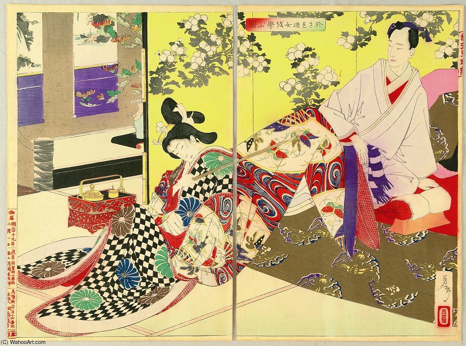 Wikioo.org - The Encyclopedia of Fine Arts - Painting, Artwork by Tsukioka Yoshitoshi - Shogun And Beauty