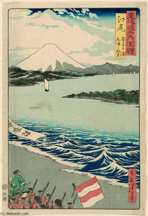 Wikioo.org - The Encyclopedia of Fine Arts - Painting, Artwork by Tsukioka Yoshitoshi - Tago Bay And Miho No Matsubara