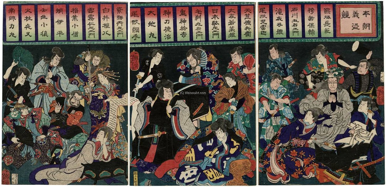 WikiOO.org - Enciclopédia das Belas Artes - Pintura, Arte por Tsukioka Yoshitoshi - The Great Thieves Of Japan Compared