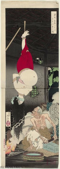Wikioo.org – L'Encyclopédie des Beaux Arts - Peinture, Oeuvre de Tsukioka Yoshitoshi - La maison isolée Au Adachigahara à Oshu