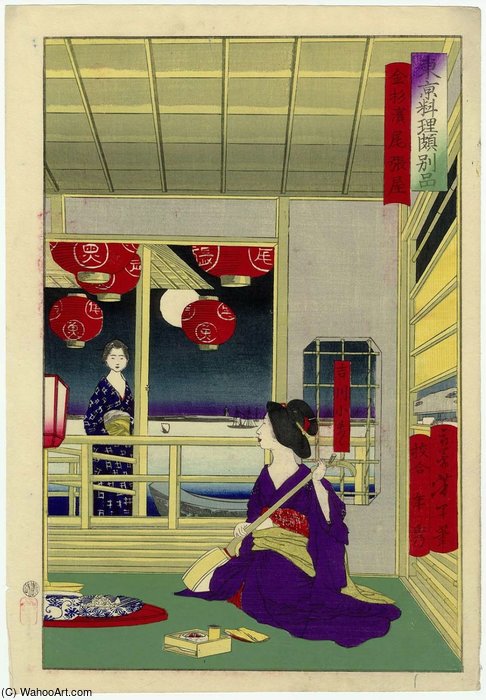 Wikioo.org – L'Enciclopedia delle Belle Arti - Pittura, Opere di Tsukioka Yoshitoshi - Il Owariya Restaurant At Kanasugihama