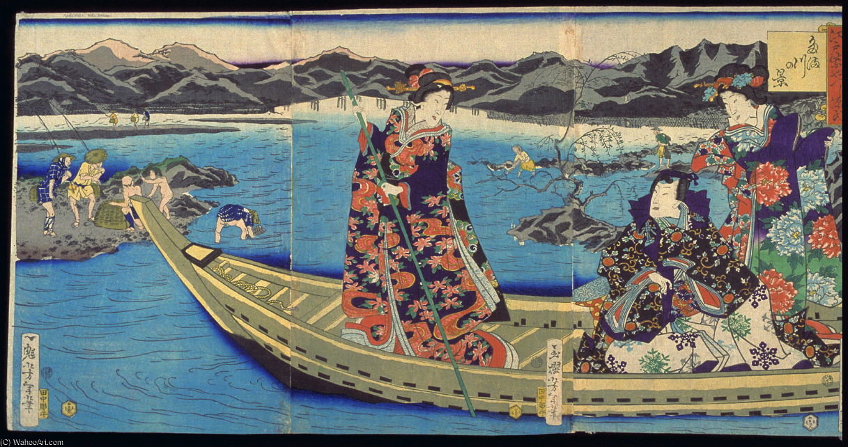 Wikioo.org - The Encyclopedia of Fine Arts - Painting, Artwork by Tsukioka Yoshitoshi - The Tama River