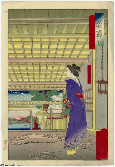 Wikioo.org – L'Encyclopédie des Beaux Arts - Peinture, Oeuvre de Tsukioka Yoshitoshi - Le restaurant Tokiwarô Au Onmayagashi