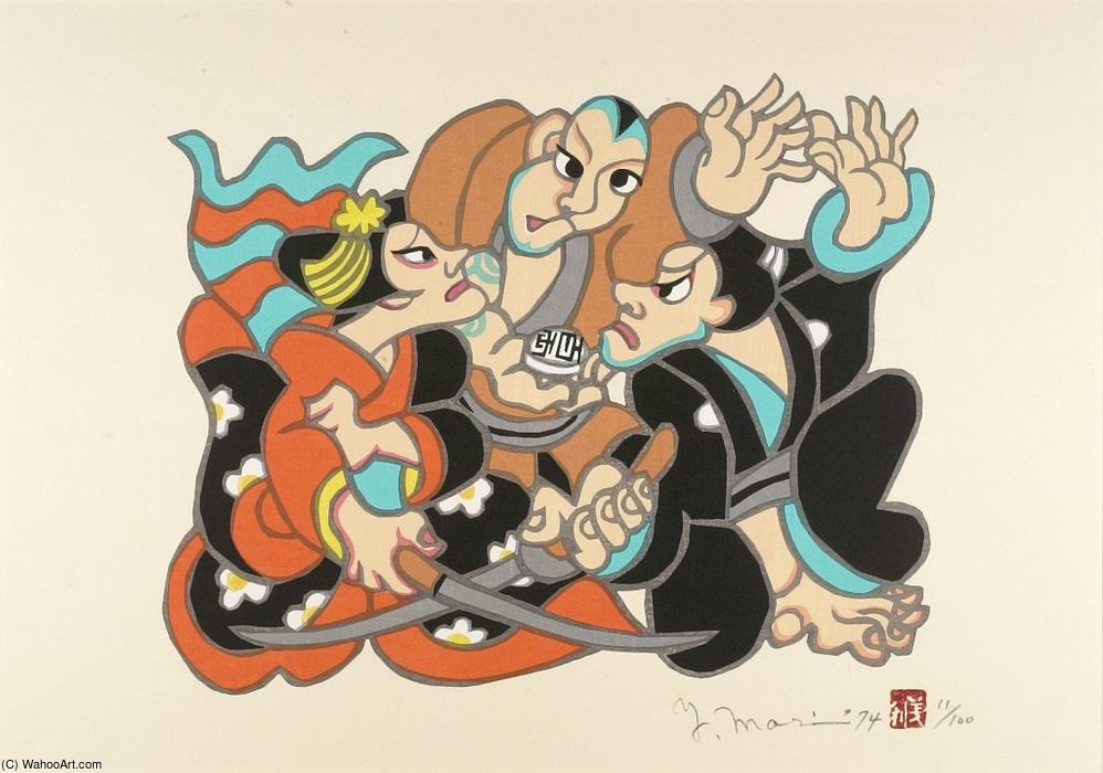 WikiOO.org - Encyclopedia of Fine Arts - Lukisan, Artwork Tsukioka Yoshitoshi - Three People Named Kichiza
