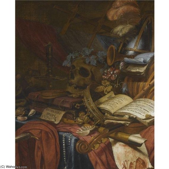 Wikioo.org – La Enciclopedia de las Bellas Artes - Pintura, Obras de arte de Vincent Ii Laurensz Van Der Vinne - Un Vanitas Still Life