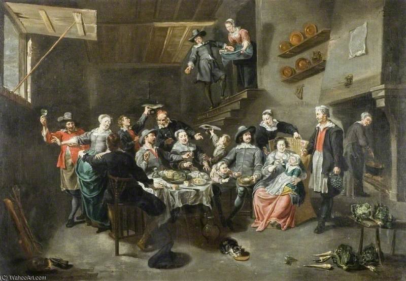 Wikoo.org - موسوعة الفنون الجميلة - اللوحة، العمل الفني Willem Van Herp The Elder - Interior With Figures Eating And Drinking