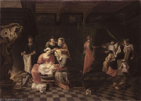 WikiOO.org - 百科事典 - 絵画、アートワーク Willem Van Herp The Elder - 聖母マリアの誕生