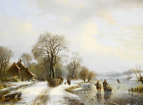 WikiOO.org - Encyclopedia of Fine Arts - Lukisan, Artwork Willem Vester - Winter Landscape With Figures