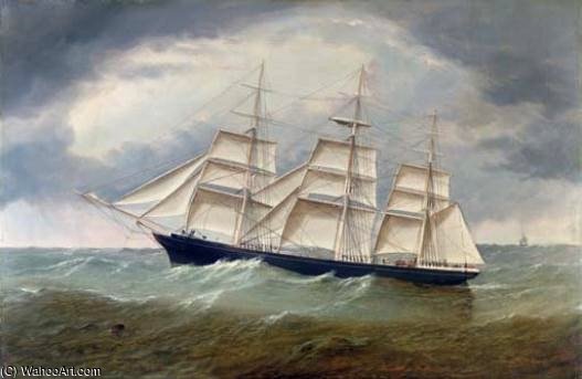Wikioo.org - สารานุกรมวิจิตรศิลป์ - จิตรกรรม William H Yorke - The Three-masted Ship Lucile Of Rockland