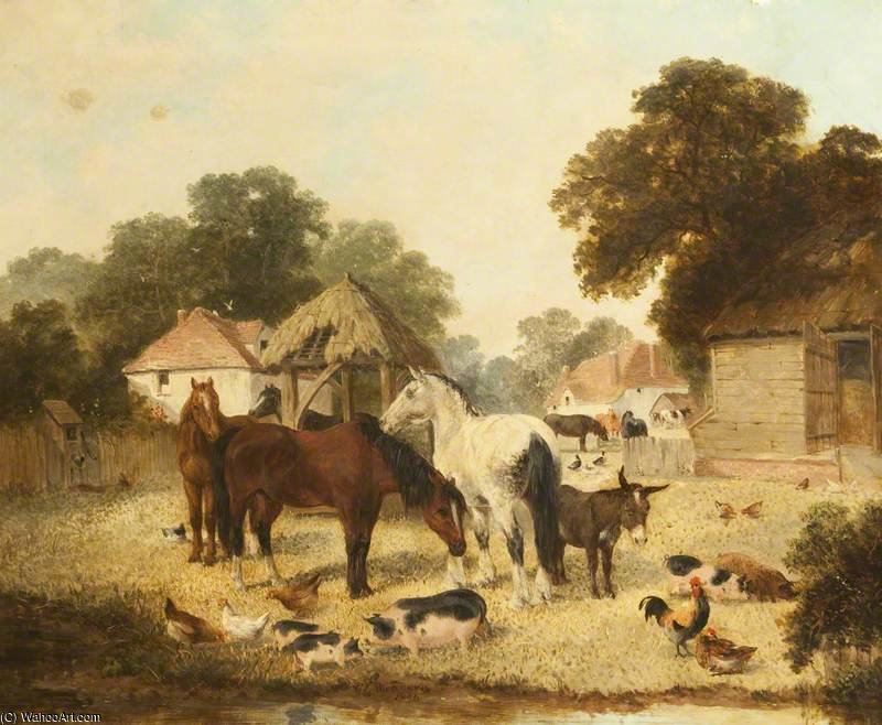Wikioo.org - สารานุกรมวิจิตรศิลป์ - จิตรกรรม William Meadows - Farmyard Scene