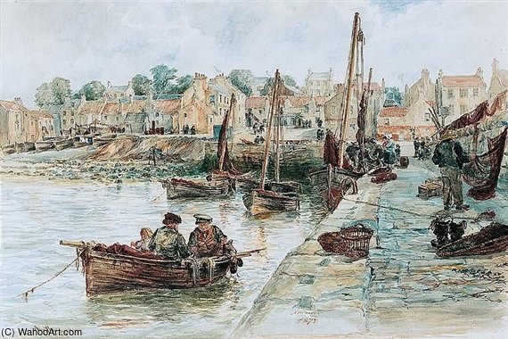 Wikioo.org - The Encyclopedia of Fine Arts - Painting, Artwork by Alexander Ballingall - Newhaven Harbour