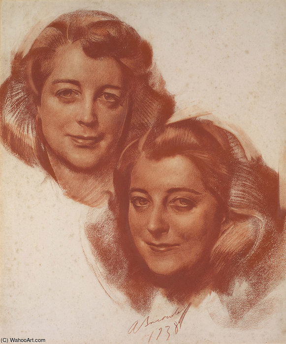 WikiOO.org - Енциклопедія образотворчого мистецтва - Живопис, Картини
 Alexander Evgenievich Yakovlev - Portrait Of Hoffman Twins