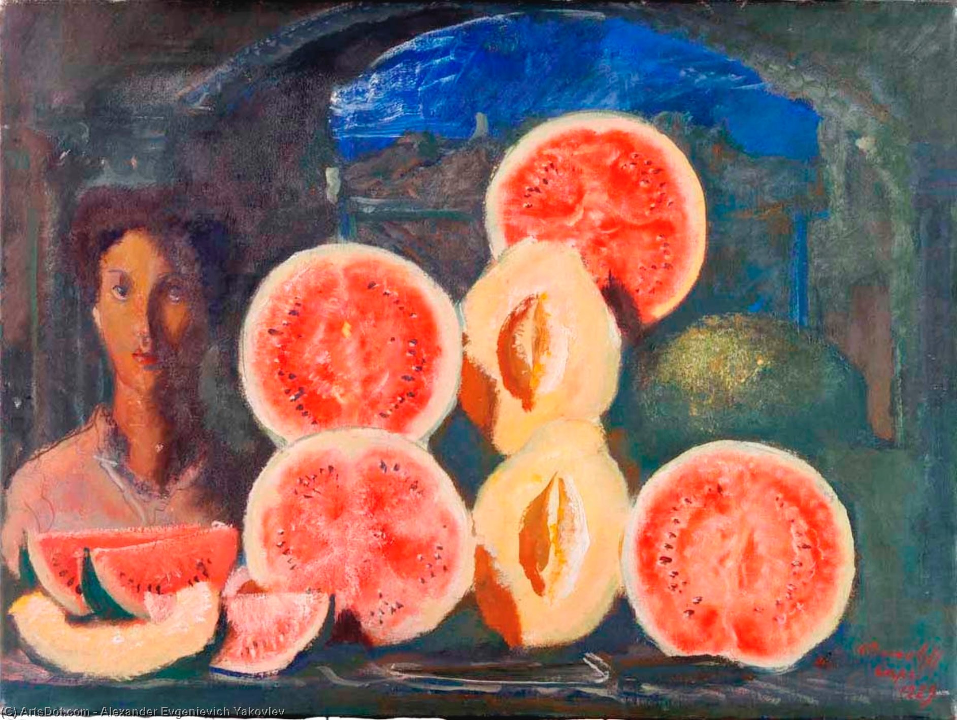 Wikioo.org – L'Encyclopédie des Beaux Arts - Peinture, Oeuvre de Alexander Evgenievich Yakovlev - melon deau écurie