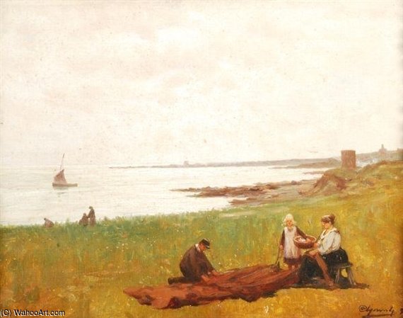 WikiOO.org - Encyclopedia of Fine Arts - Schilderen, Artwork Alexander Young - Figures Near The Coast