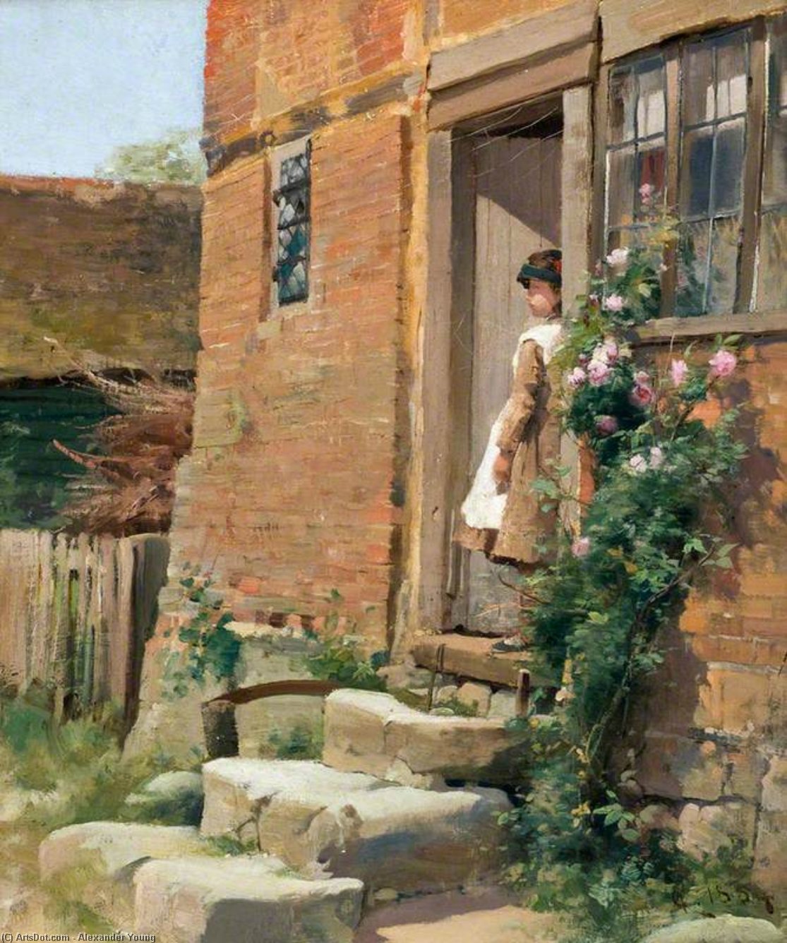 Wikioo.org - The Encyclopedia of Fine Arts - Painting, Artwork by Alexander Young - The Cottage Door