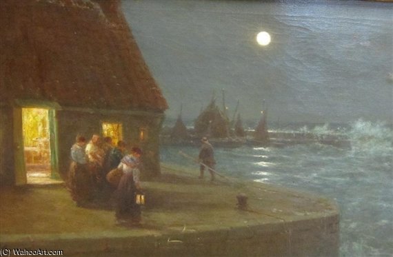 WikiOO.org - Encyclopedia of Fine Arts - Lukisan, Artwork Alexander Young - Waiting For The Fishing Fleets Return