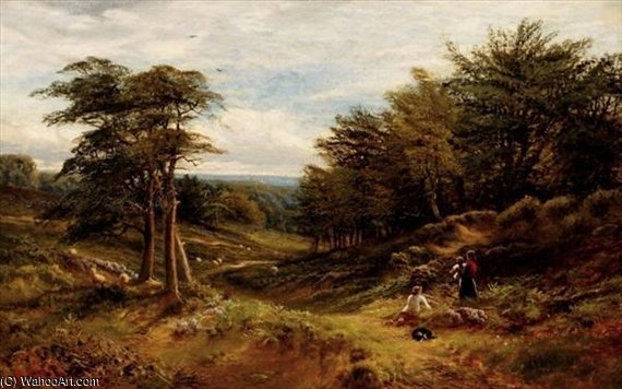 WikiOO.org - Εγκυκλοπαίδεια Καλών Τεχνών - Ζωγραφική, έργα τέχνης Alfred I Glendening - A Rest By The Woodland Path