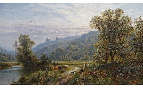 WikiOO.org - Enciclopédia das Belas Artes - Pintura, Arte por Alfred I Glendening - Cow Herders Resting By A Riverbank