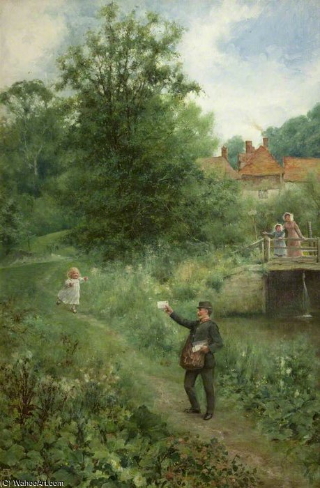 Wikioo.org - The Encyclopedia of Fine Arts - Painting, Artwork by Alfred I Glendening - The Village Postman