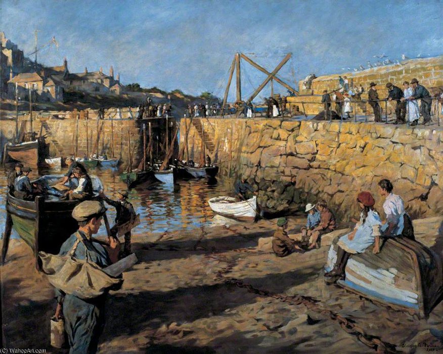 Wikioo.org - The Encyclopedia of Fine Arts - Painting, Artwork by Elizabeth Adela Stanhope Forbes - Fitting Out, Mousehole Harbour