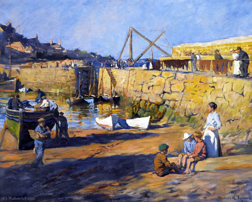 Wikioo.org - The Encyclopedia of Fine Arts - Painting, Artwork by Elizabeth Adela Stanhope Forbes - Low Tide At Mousehole