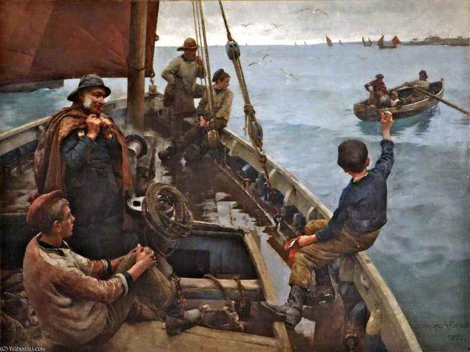 Wikioo.org - The Encyclopedia of Fine Arts - Painting, Artwork by Elizabeth Adela Stanhope Forbes - Off To The Fishing Ground