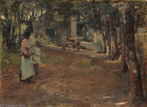 WikiOO.org - Encyclopedia of Fine Arts - Maalaus, taideteos Elizabeth Adela Stanhope Forbes - On A Country Road