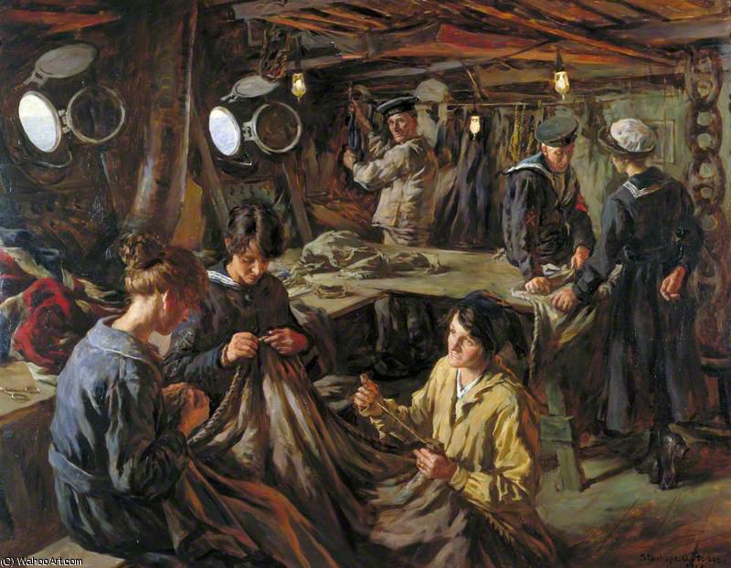 Wikioo.org - The Encyclopedia of Fine Arts - Painting, Artwork by Elizabeth Adela Stanhope Forbes - Onboard Hms 'essex' At Devonport