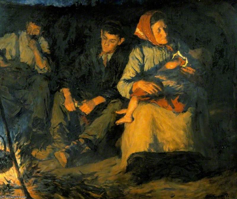 WikiOO.org - Encyclopedia of Fine Arts - Lukisan, Artwork Elizabeth Adela Stanhope Forbes - Round The Camp Fire