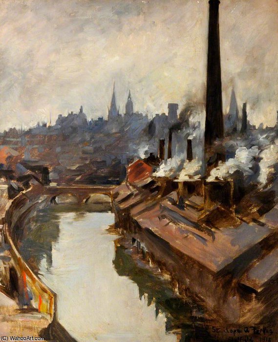 Wikioo.org - The Encyclopedia of Fine Arts - Painting, Artwork by Elizabeth Adela Stanhope Forbes - Sheffield, River And Smoking Chimneys