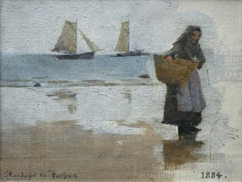 WikiOO.org - Encyclopedia of Fine Arts - Festés, Grafika Elizabeth Adela Stanhope Forbes - Study Of A Fisherwoman
