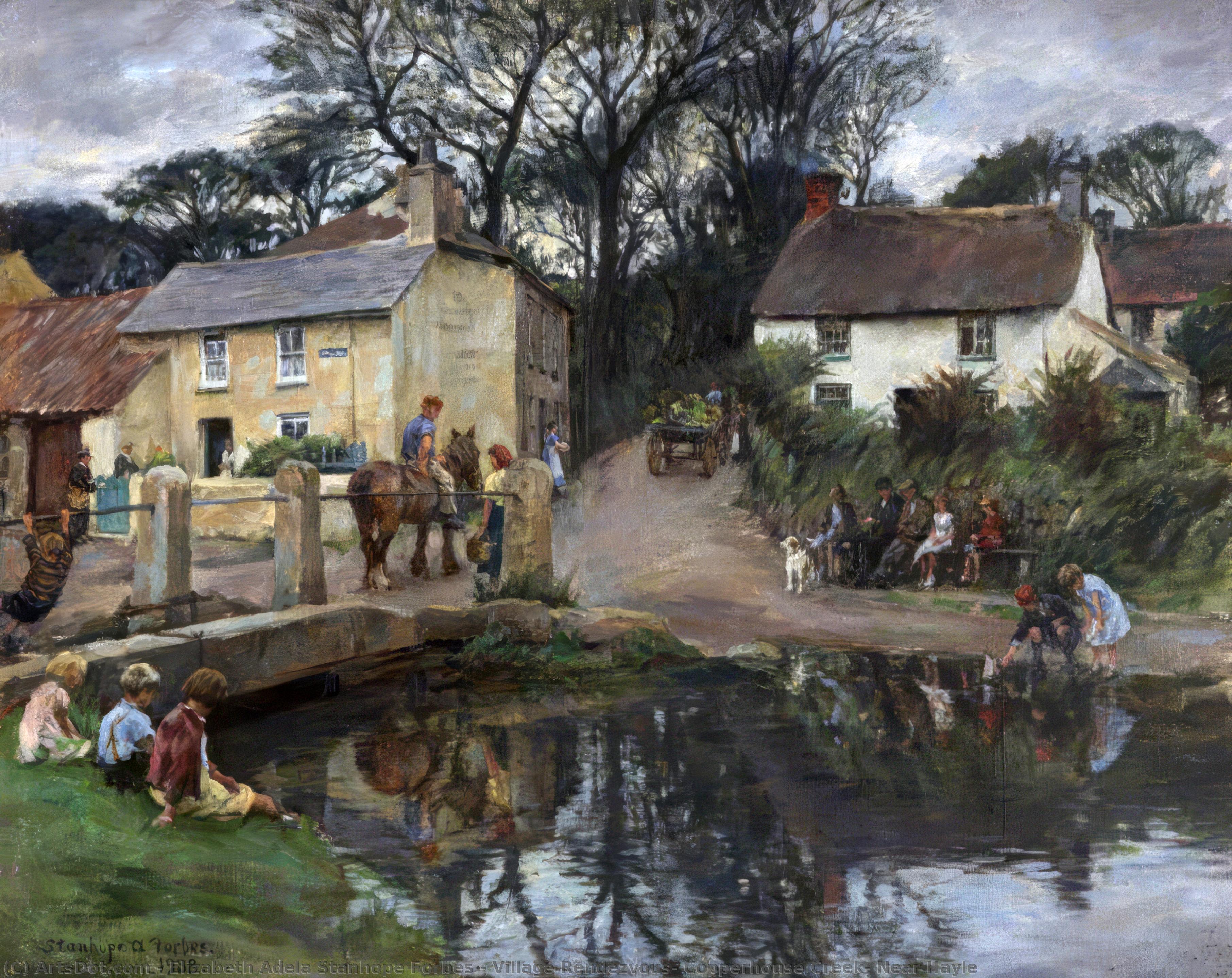 Wikioo.org - The Encyclopedia of Fine Arts - Painting, Artwork by Elizabeth Adela Stanhope Forbes - Village Rendezvous, Copperhouse Creek, Near Hayle