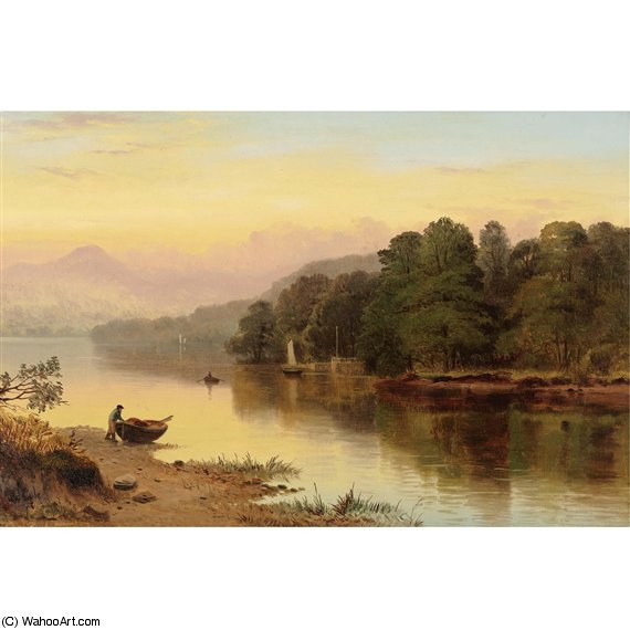 WikiOO.org - Encyclopedia of Fine Arts - Schilderen, Artwork George Cole Senior - A River In Wales